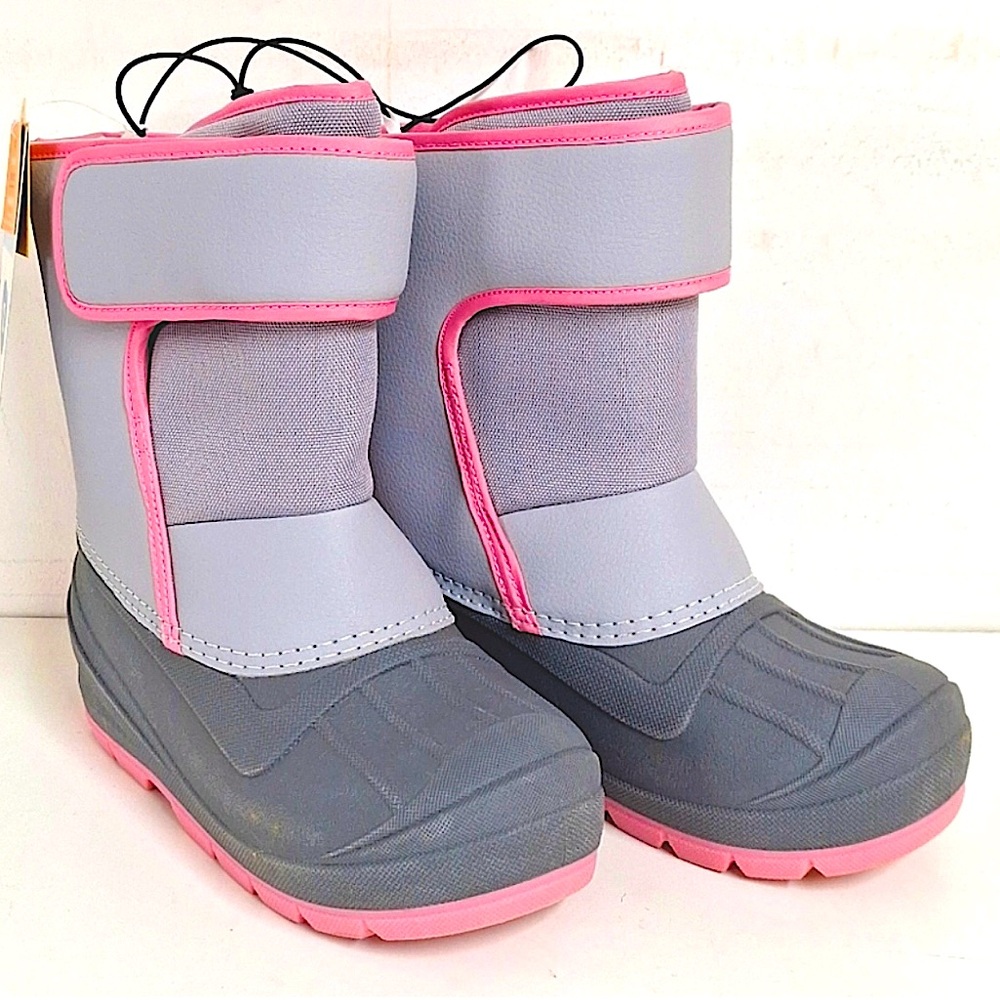 NEW Cat & Jacks Toddler Girls' Lenny Winter
Waterproof Boots, Gray & Pink Size 6